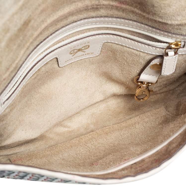 Pre Owned Anya Hindmarch Multicolor Woven Leather Flap Clutch
