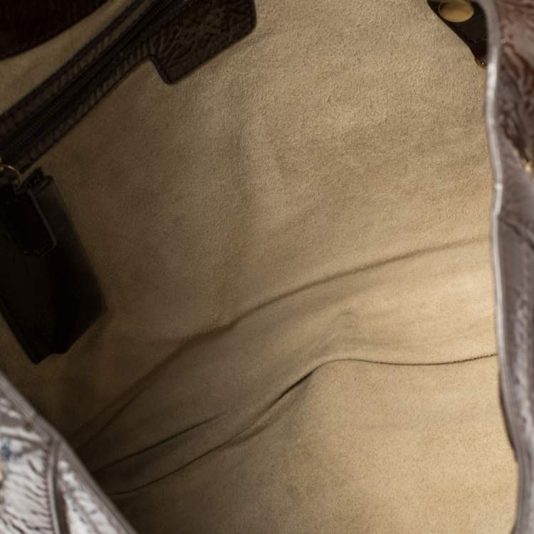 Pre Owned Anya Hindmarch Dark Brown Patent Leather Studded Hobo