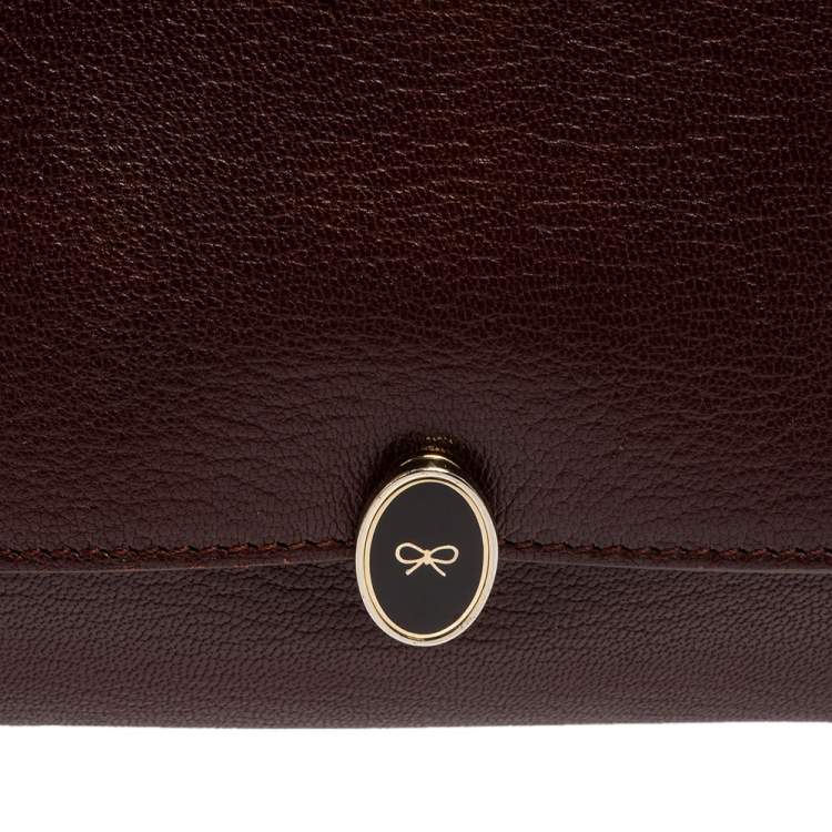 Pre Owned Anya Hindmarch Burgundy Leather Bathurst Top Handle Bag