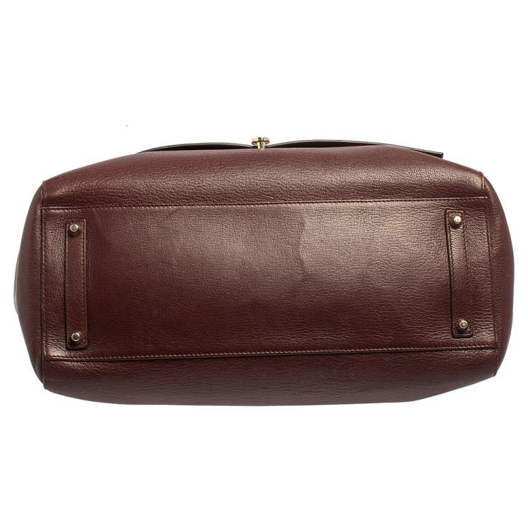 Pre Owned Anya Hindmarch Burgundy Leather Bathurst Top Handle Bag
