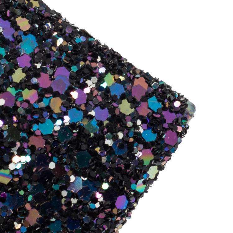 Pre Owned Anya Hindmarch Metallic Purple Glitter Valorie Clutch