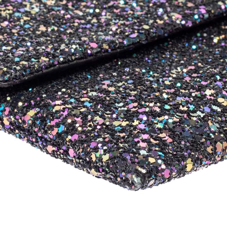 Pre Owned Anya Hindmarch Metallic Purple Glitter Valorie Clutch