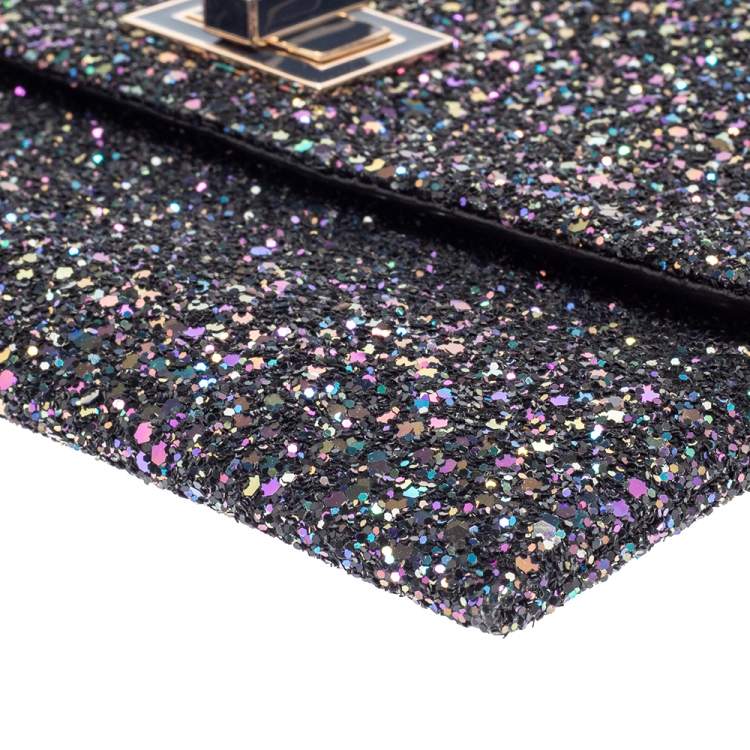 Pre Owned Anya Hindmarch Metallic Purple Glitter Valorie Clutch