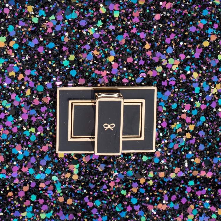 Pre Owned Anya Hindmarch Metallic Purple Glitter Valorie Clutch