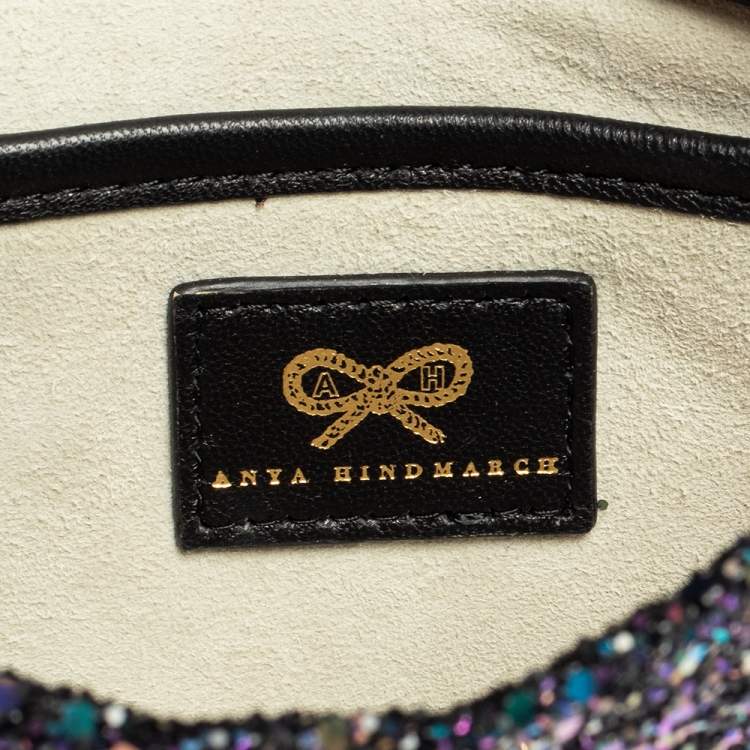 Pre Owned Anya Hindmarch Metallic Purple Glitter Valorie Clutch