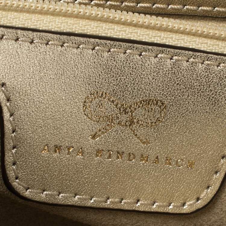 Pre Owned Anya Hindmarch Gold Woven Leather Rossum Clutch