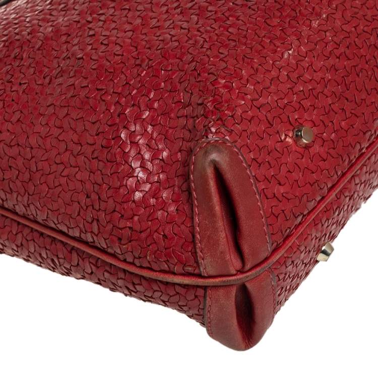 Pre Owned Anya Hindmarch Cinnamon Brown Woven Leather Huxley Tote