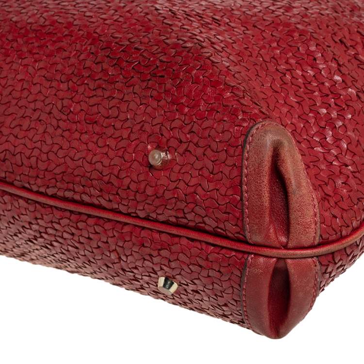 Pre Owned Anya Hindmarch Cinnamon Brown Woven Leather Huxley Tote