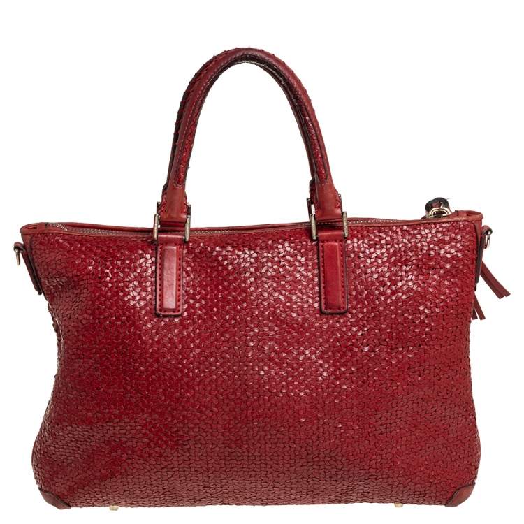 Pre Owned Anya Hindmarch Cinnamon Brown Woven Leather Huxley Tote