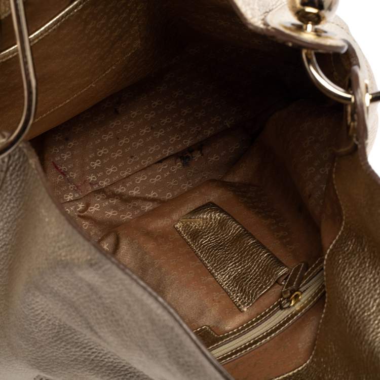 Pre Owned Anya Hindmarch Gold Leather Elrod Hobo