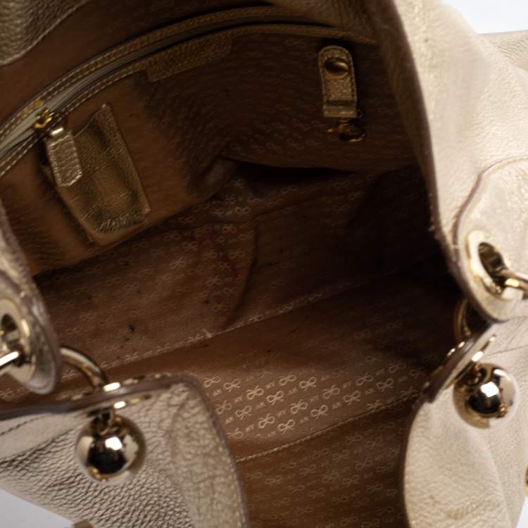 Pre Owned Anya Hindmarch Gold Leather Elrod Hobo