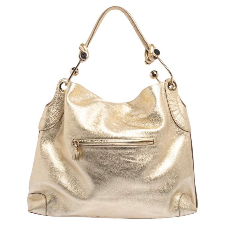 Pre Owned Anya Hindmarch Gold Leather Elrod Hobo