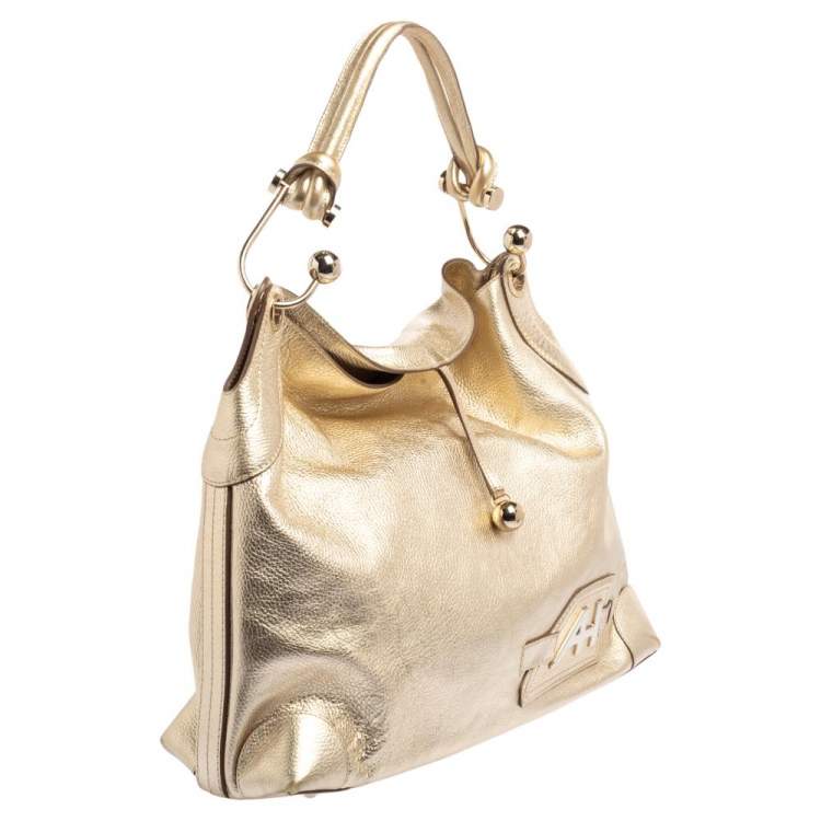 Pre Owned Anya Hindmarch Gold Leather Elrod Hobo