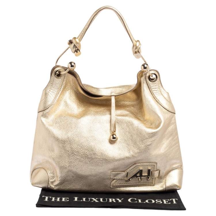 Pre Owned Anya Hindmarch Gold Leather Elrod Hobo