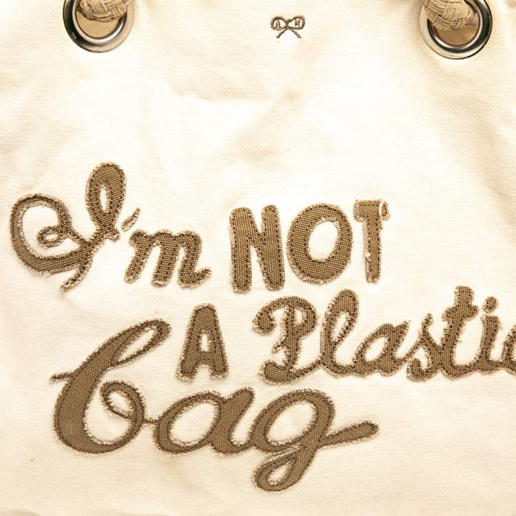 Pre Owned Anya Hindmarch I'm Not A Plastic Bag Canvas Tote