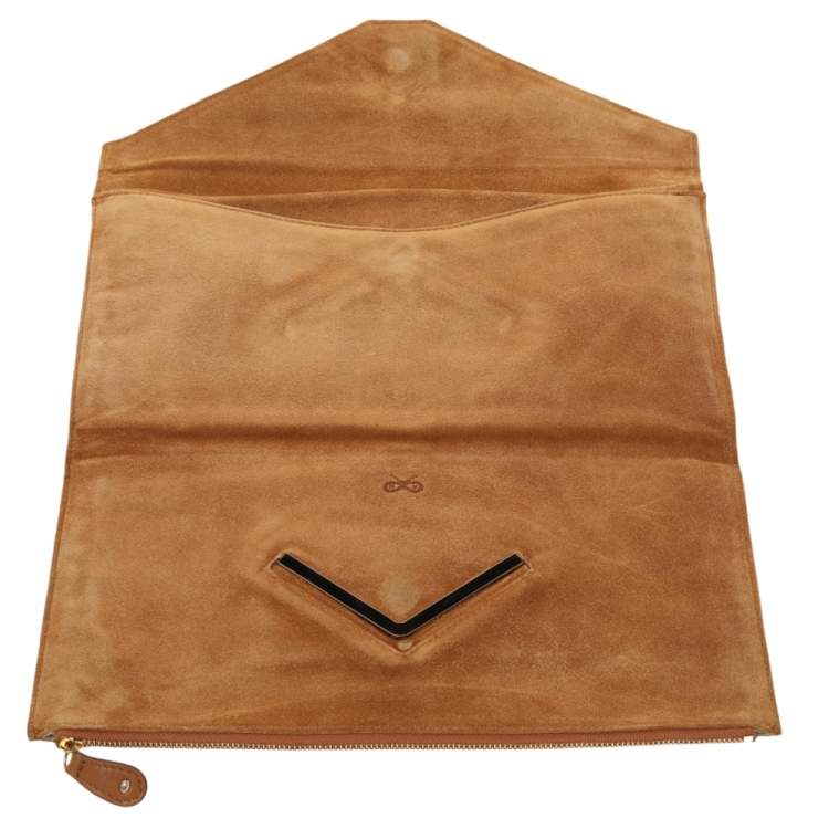 Pre Owned Anya Hindmarch Brown Leather Flap Clutch