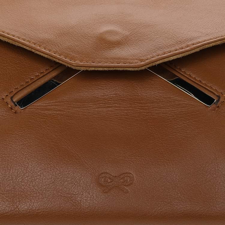 Pre Owned Anya Hindmarch Brown Leather Flap Clutch