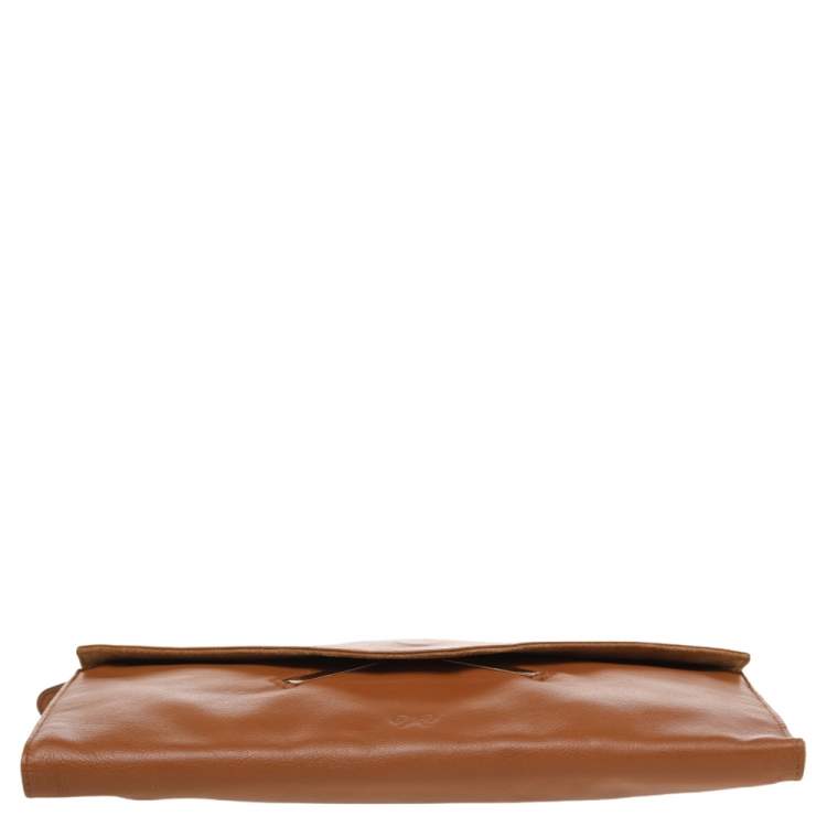 Pre Owned Anya Hindmarch Brown Leather Flap Clutch