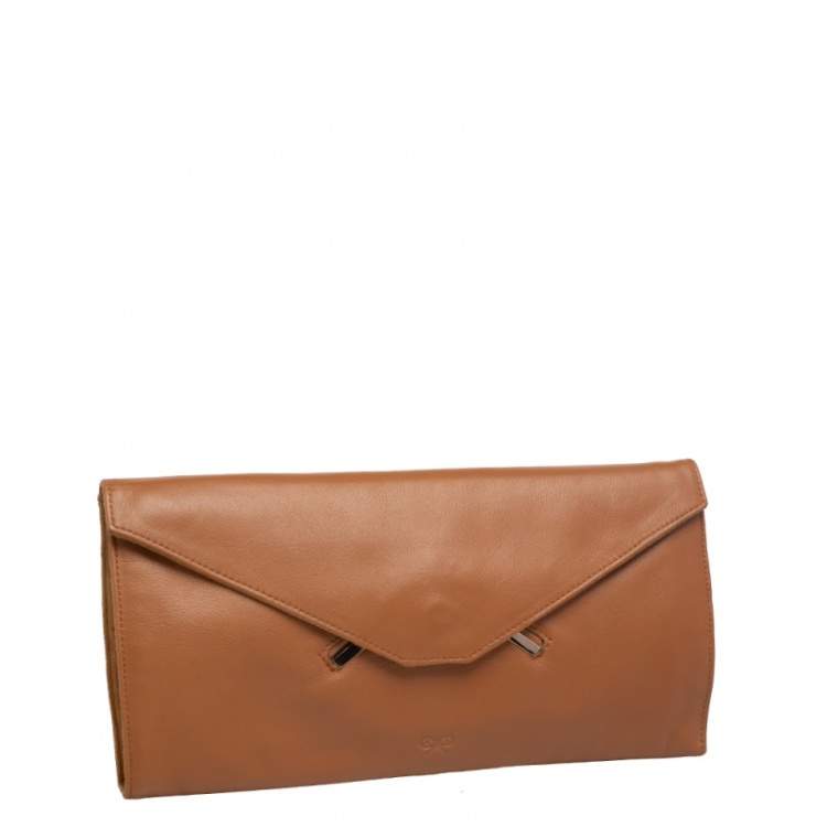 Pre Owned Anya Hindmarch Brown Leather Flap Clutch