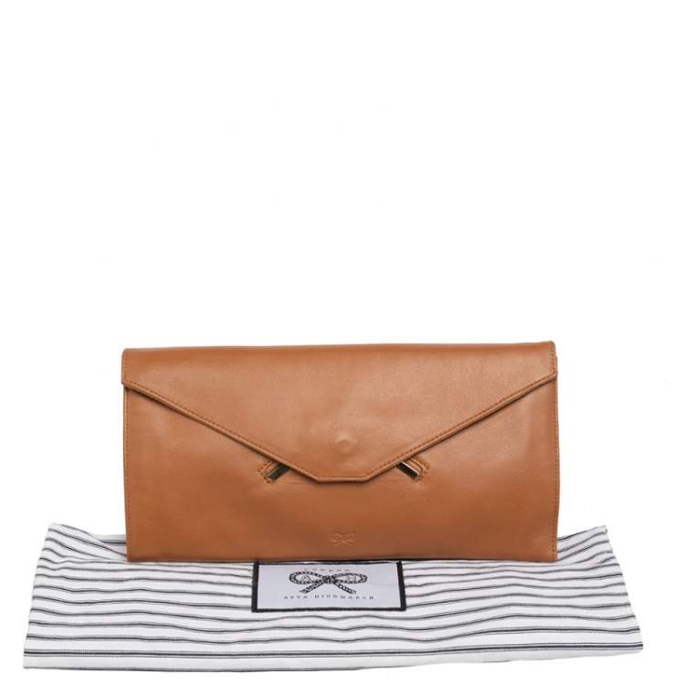 Pre Owned Anya Hindmarch Brown Leather Flap Clutch