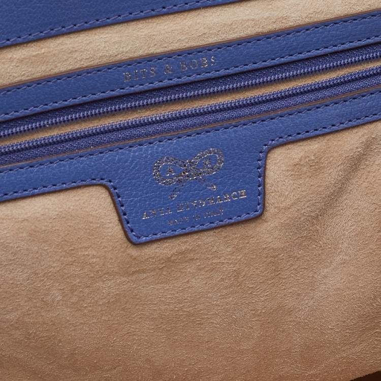 Pre Owned Anya Hindmarch Blue Leather Bathurst Top Handle Bag 