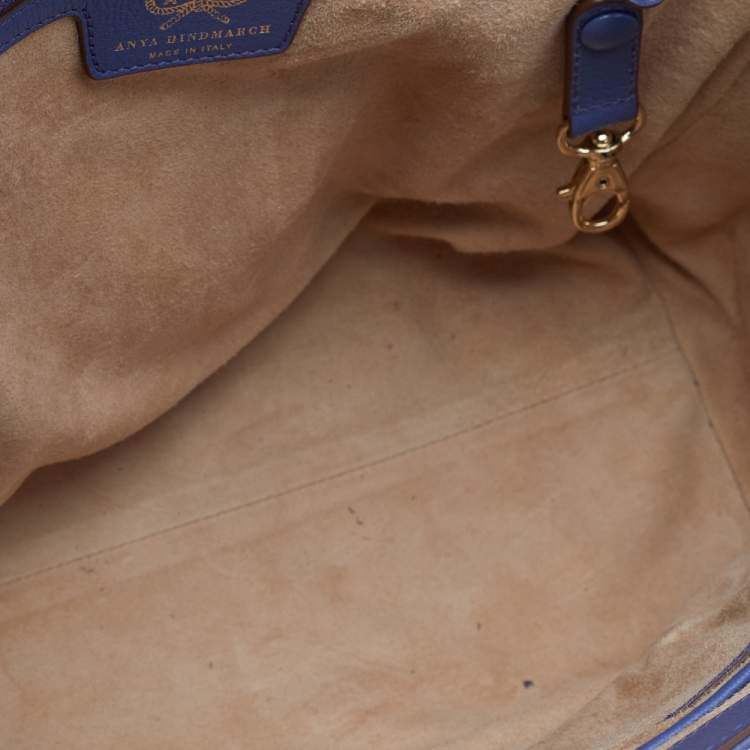 Pre Owned Anya Hindmarch Blue Leather Bathurst Top Handle Bag 