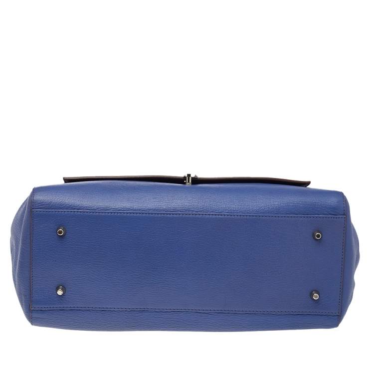 Pre Owned Anya Hindmarch Blue Leather Bathurst Top Handle Bag 