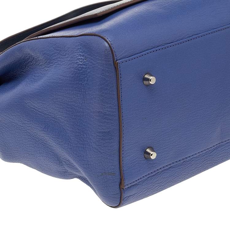 Pre Owned Anya Hindmarch Blue Leather Bathurst Top Handle Bag 