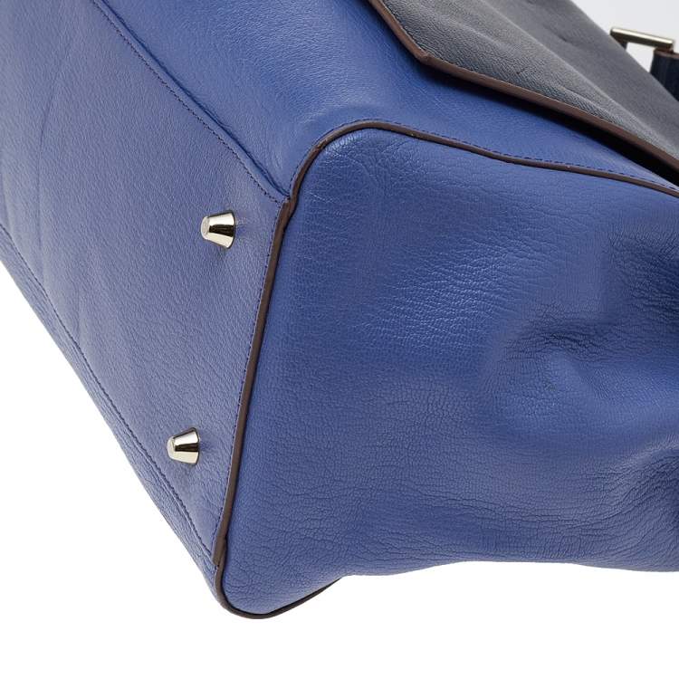 Pre Owned Anya Hindmarch Blue Leather Bathurst Top Handle Bag 