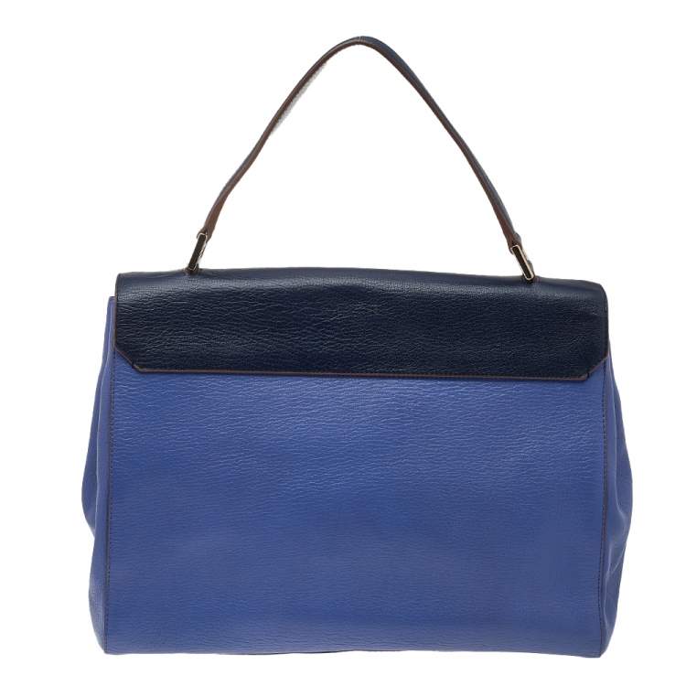 Pre Owned Anya Hindmarch Blue Leather Bathurst Top Handle Bag 