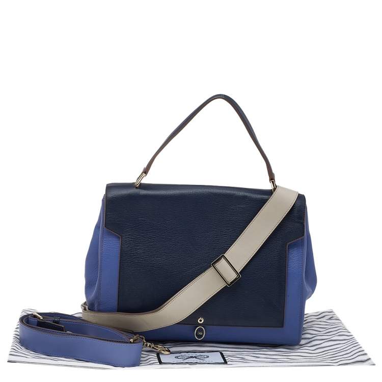 Pre Owned Anya Hindmarch Blue Leather Bathurst Top Handle Bag 