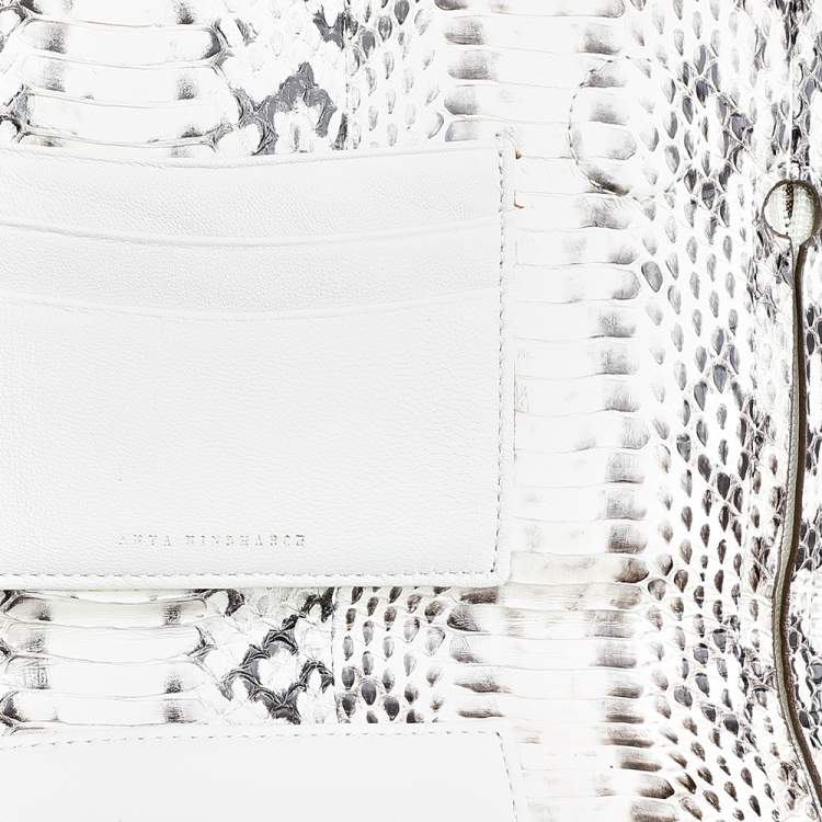 Pre Owned Anya Hindmarch Beige/Brown Snakeskin and Leather Luce Clutch