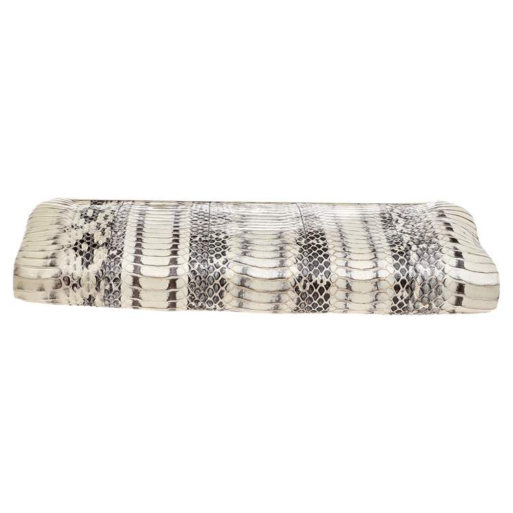 Pre Owned Anya Hindmarch Beige/Brown Snakeskin and Leather Luce Clutch