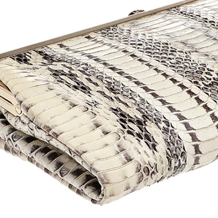 Pre Owned Anya Hindmarch Beige/Brown Snakeskin and Leather Luce Clutch