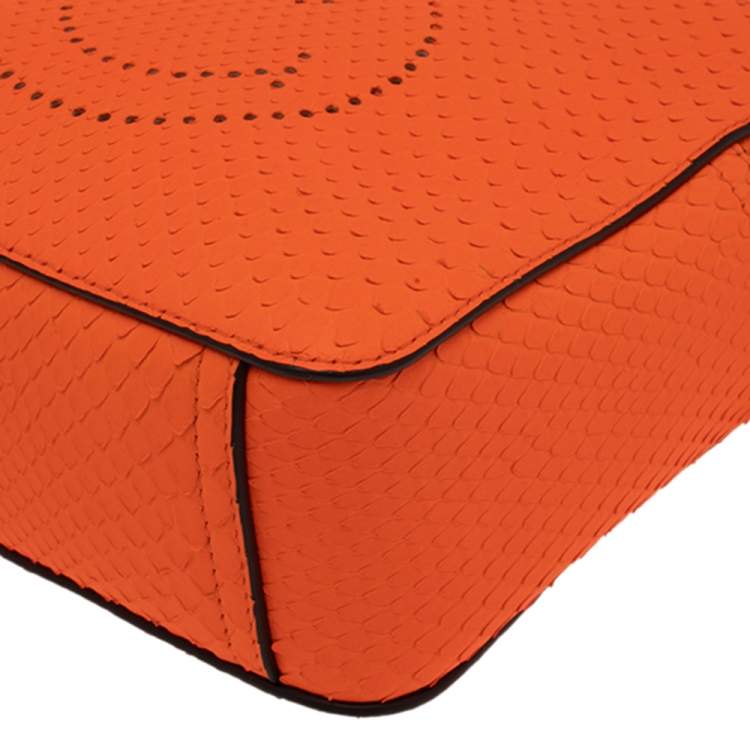 Pre Owned Anya Hindmarch Neon Orange Python Smiley Crossbody Bag