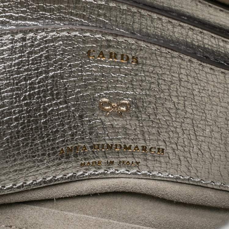 Pre Owned Anya Hindmarch Silver Leather Smiley Crossbody Bag 
