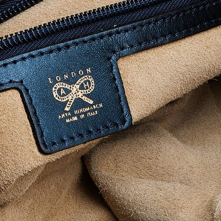 Pre Owned Anya Hindmarch Metallic Blue Python Hector Tote