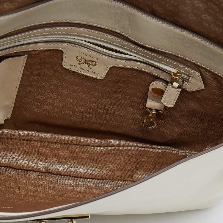 Pre Owned Anya Hindmarch White Leather Jackson Shoulder Bag