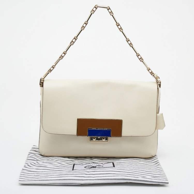 Pre Owned Anya Hindmarch White Leather Jackson Shoulder Bag