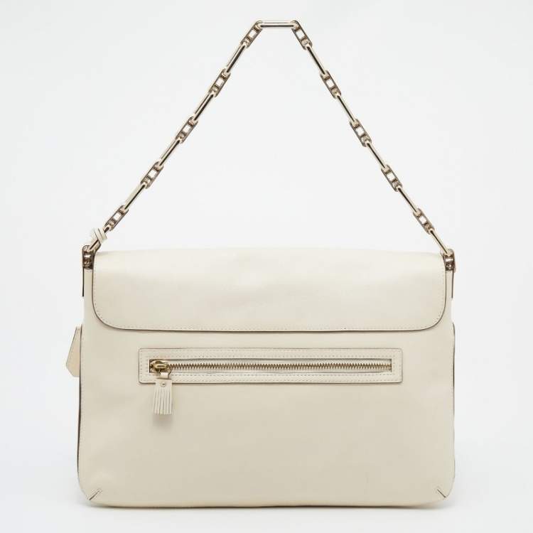 Pre Owned Anya Hindmarch White Leather Jackson Shoulder Bag