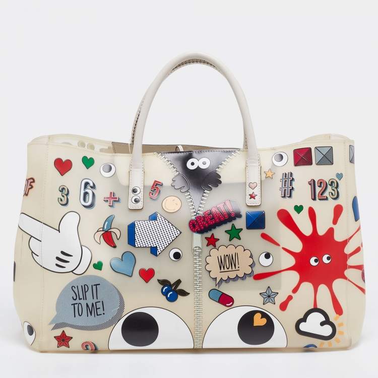 Pre Owned Anya Hindmarch Multicolour PVC and Leather Ebury Maxi Ii Allover Wink Stickers Tote 