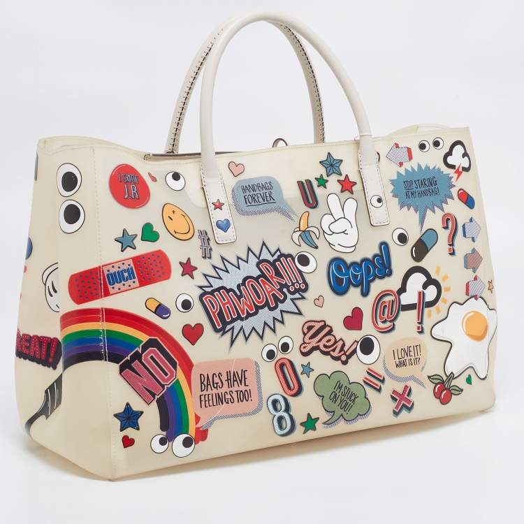 Pre Owned Anya Hindmarch Multicolour PVC and Leather Ebury Maxi Ii Allover Wink Stickers Tote 
