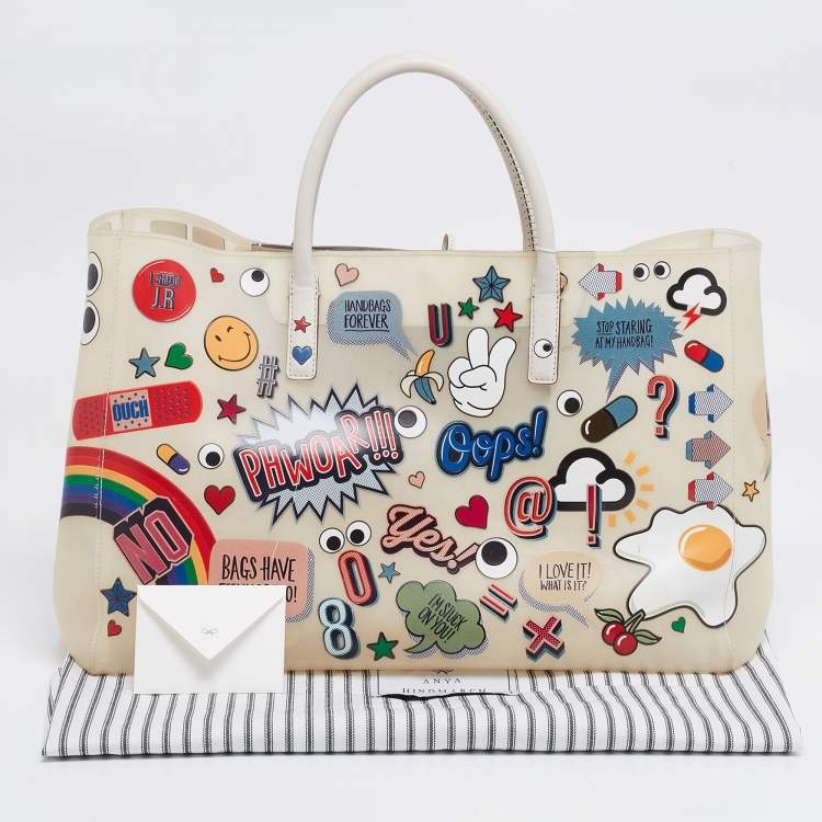 Pre Owned Anya Hindmarch Multicolour PVC and Leather Ebury Maxi Ii Allover Wink Stickers Tote 
