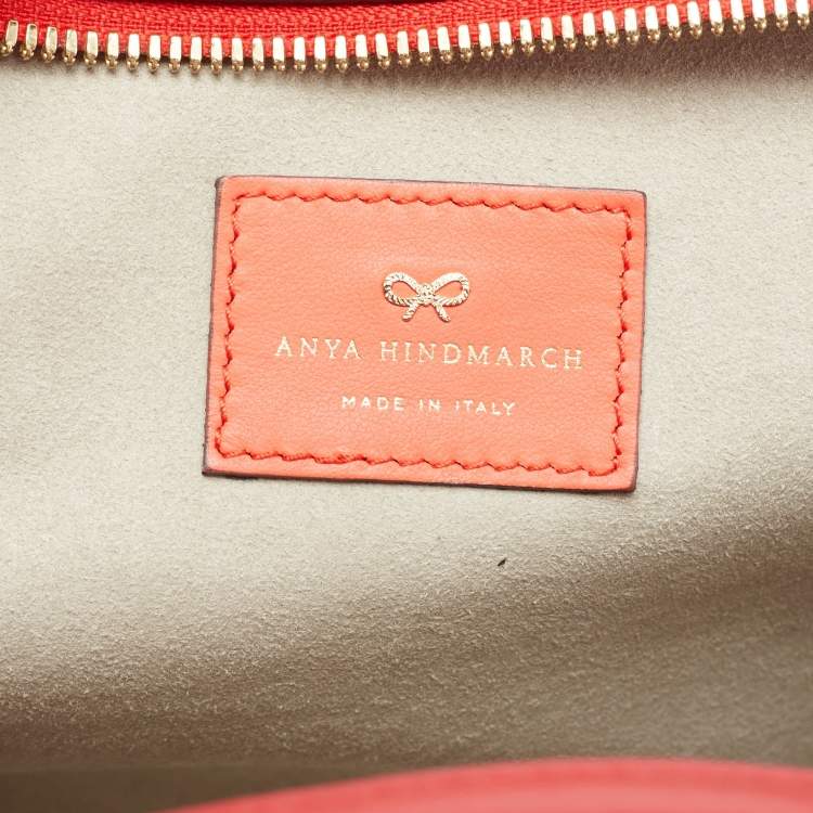 Pre Owned Anya Hindmarch Red/Orange Suede and The Stack Double Leather Crossbody Bag