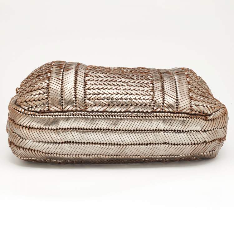 Pre Owned Anya Hindmarch Metallic Woven Leather Hobo
