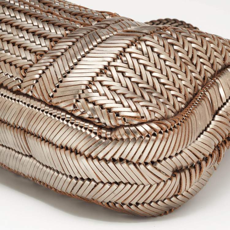 Pre Owned Anya Hindmarch Metallic Woven Leather Hobo