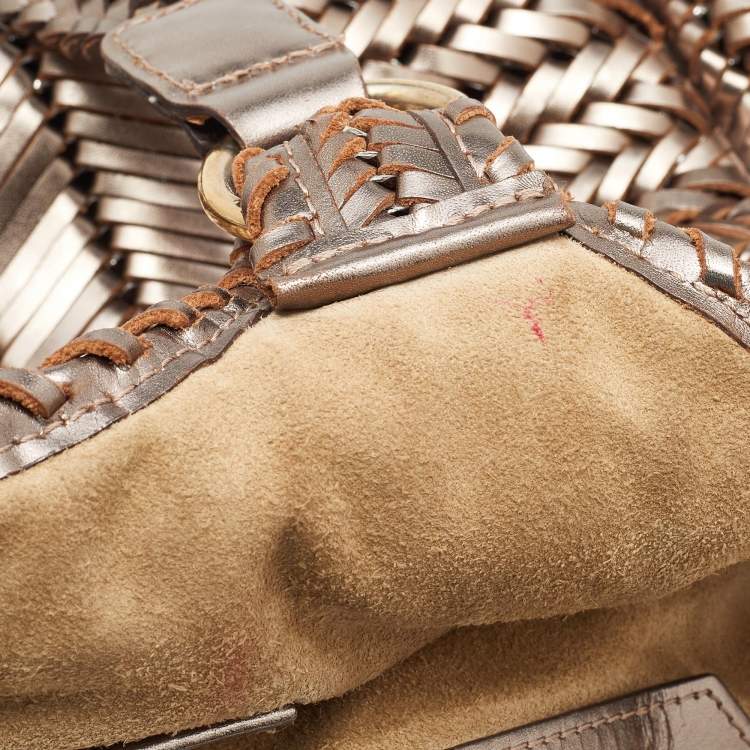 Pre Owned Anya Hindmarch Metallic Woven Leather Hobo