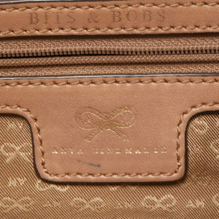 Pre Owned Anya Hindmarch Beige Leather and Stingray Embossed Tassel Zip Tote