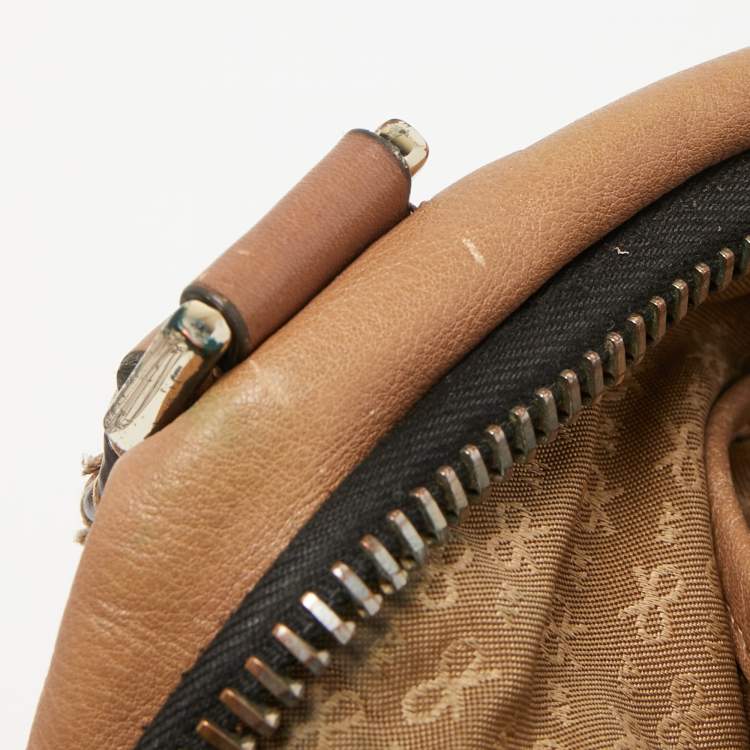 Pre Owned Anya Hindmarch Beige Leather and Stingray Embossed Tassel Zip Tote