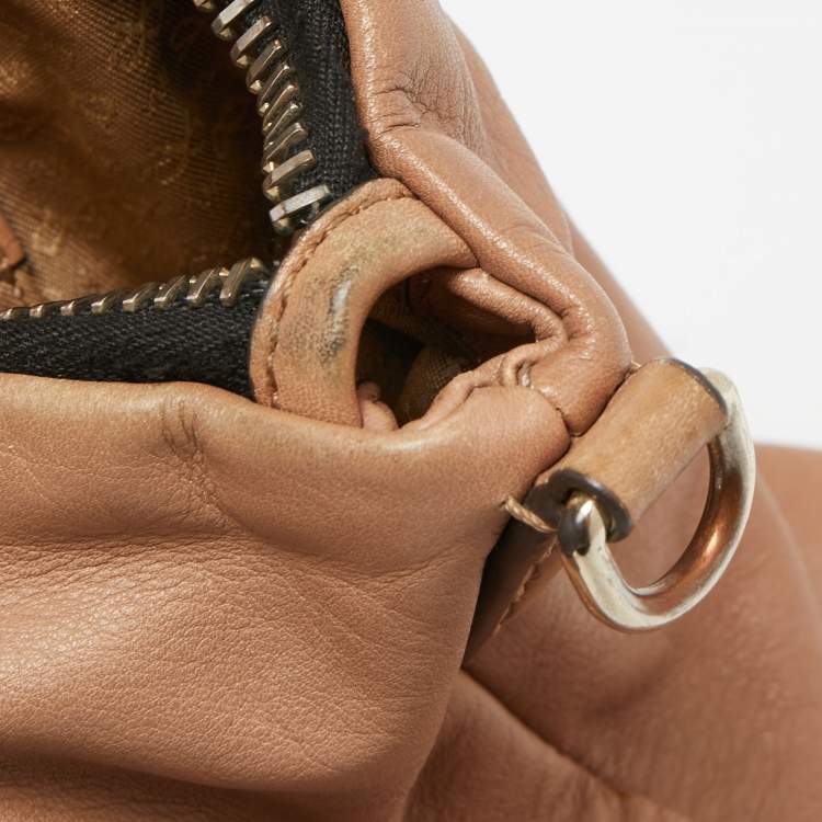 Pre Owned Anya Hindmarch Beige Leather and Stingray Embossed Tassel Zip Tote